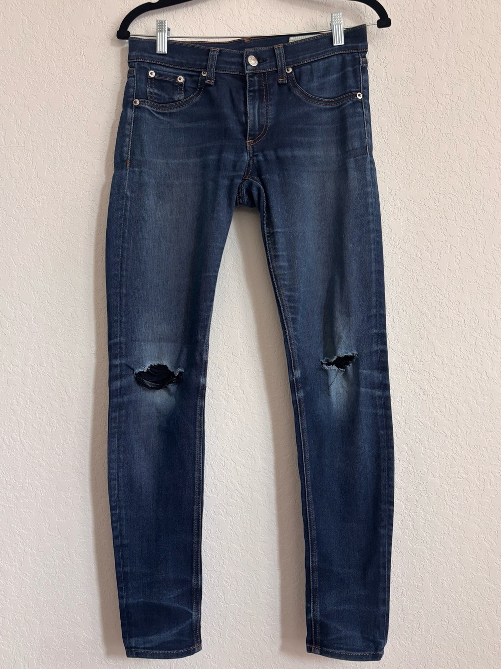 Rag & Bone The Skinny Jeans Size 27 Distressed Dark Wash Stretch Denim - Picture 2 of 8